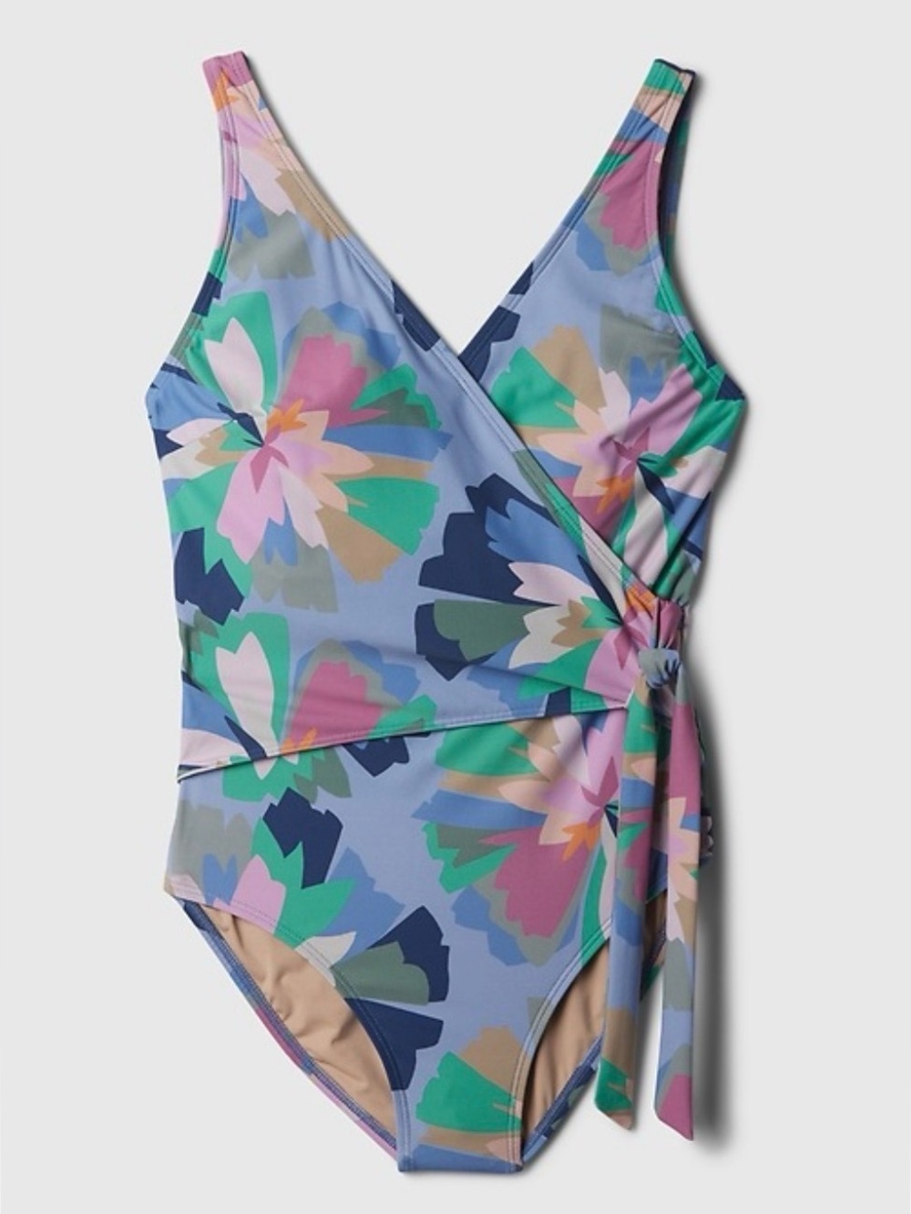 GAP Women's One Piece Bathing Suit, Faux Wrap, Multi Color Floral, Size XXL